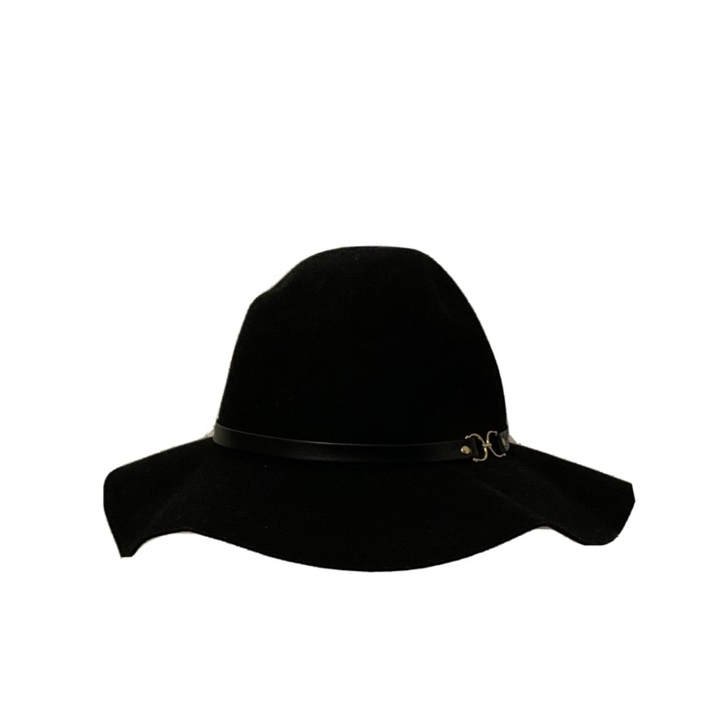 Wife brim wool black hat